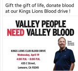 Kings Lions host blood drive at Lemoore Civic April 19